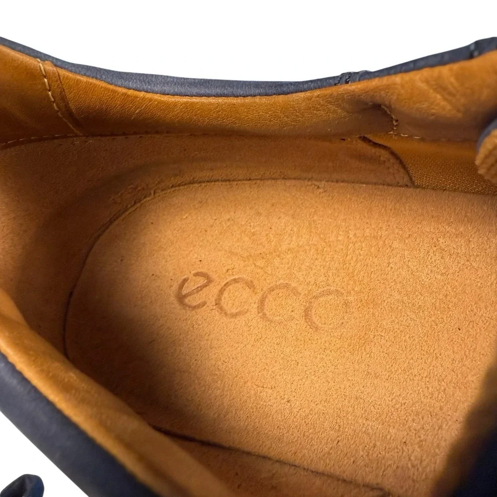 ECCO Soft 7 Perforated Street Sneakers Navy Leather Shoes Mens 45 US 11-11.5